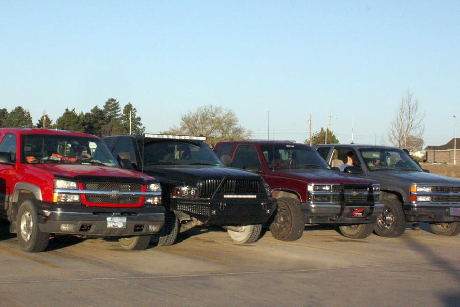 Students line-up their pickups each morning before school at the back of the parking lot, commonly referred to as Hick Row. Those who proudly park there share a variety of common interests.