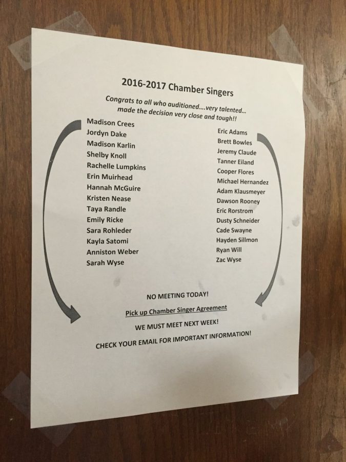 2016-2017 Chamber Singers List