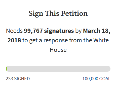 As of Mar. 2 there are 233 signatures.