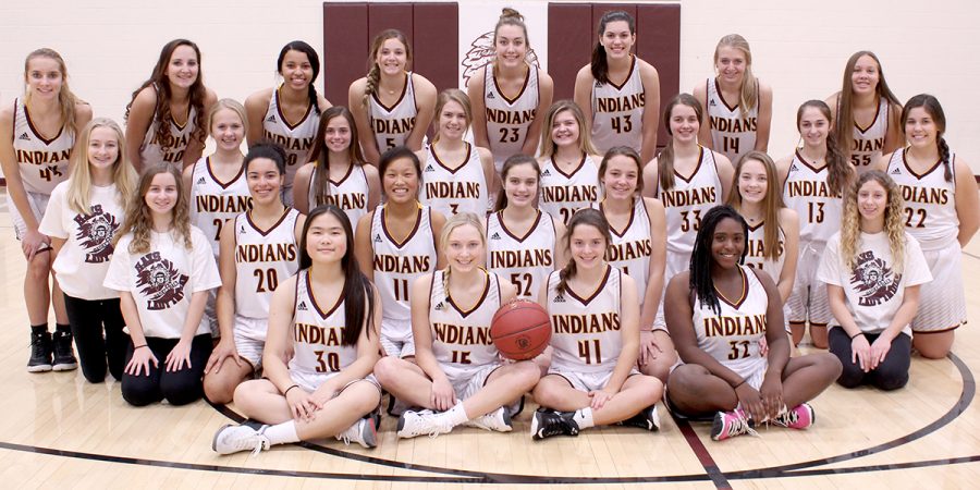 2017-2018 girls basketball team. They returners will be welcoming a new coach in their next season. 