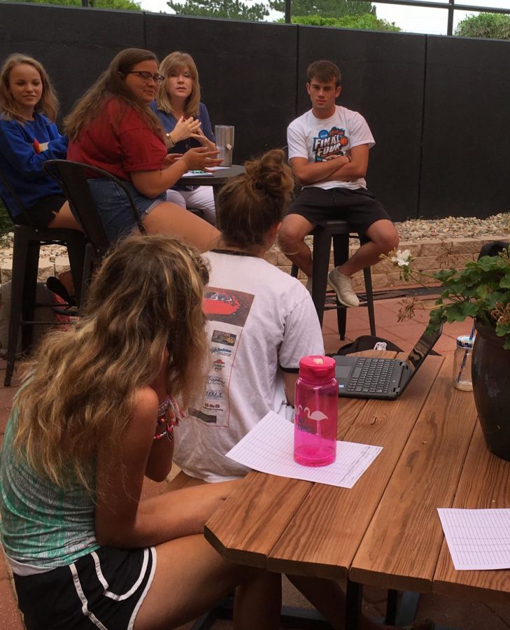 During the StuCo meeting on Aug. 21, officers discussed the Back-to-School Bash and Homecoming committees. Leading the meeting was President Peyton Thorell, senior, and Vice President Shyann Schumacher, senior.