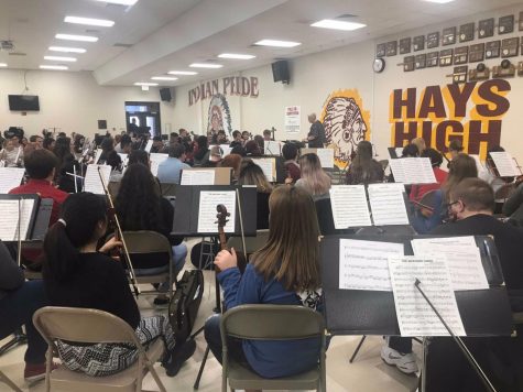 High school orchestra A during their first day of practice.