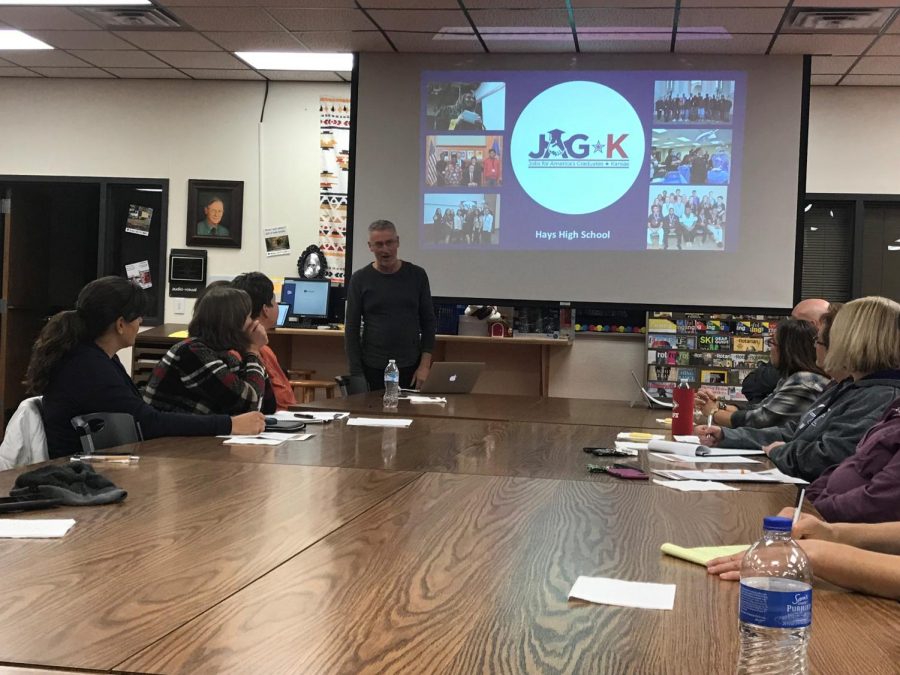 At the Site Council meeting, instructor Johnny Matlock introduced his program, JAG-K.