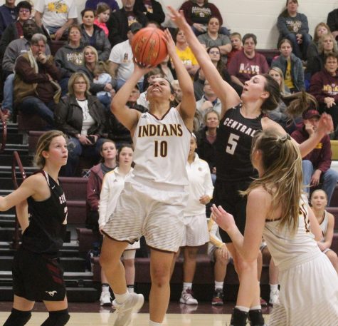 Senior Savannah Schneider leads Indians to 73-65 victory over Salina Central on Jan. 25