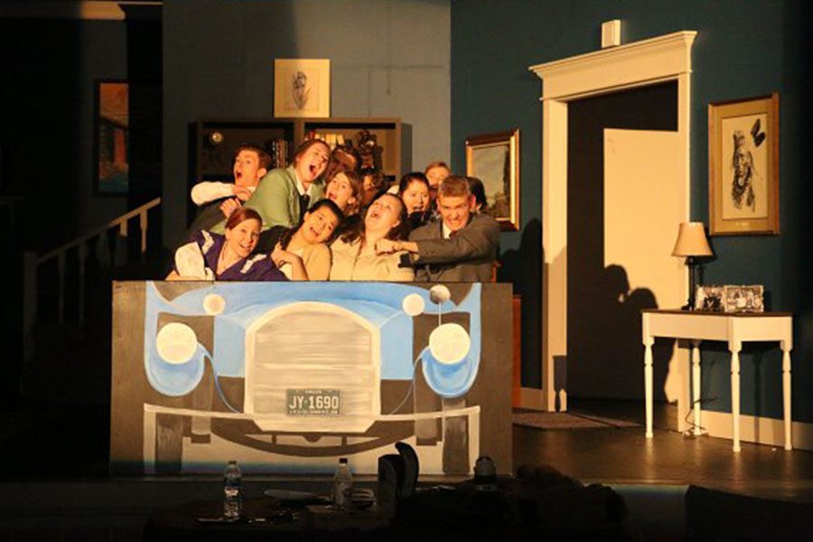 The Cheaper by the Dozen cast  rehearses for the plays opening night, March 7.