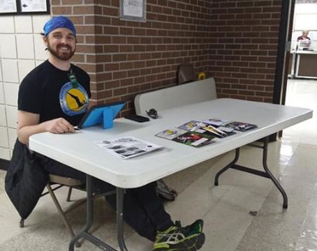 Camp director David Levering sitting outside of the cafeteria on Thursday, March 21. 