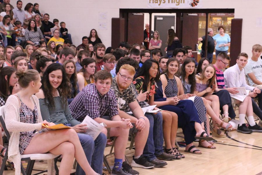 On May 6 at 6:30 pm in gym A students received and were recognized for scholarships, sports awards, academic achievements, etc. Students that came to awards night gave the announcer a card of their achievements, to be read off.  