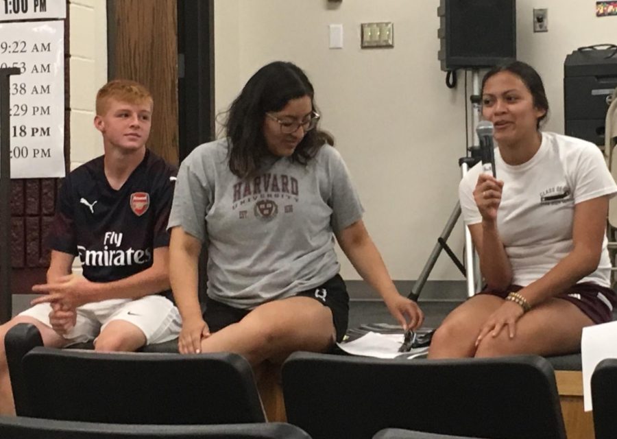 Senior Yesenia Moldonado speaks about her experience traveling to Scotland and Ireland through EF Tours  during the informational meeting about the 2021 trip to Germany, France, Portugal and Spain offered through EF Tours. Seniors Joanna Carillo and Matt Goodale also attended the Scotland and Ireland trip and shared their favorite parts of the trip.
