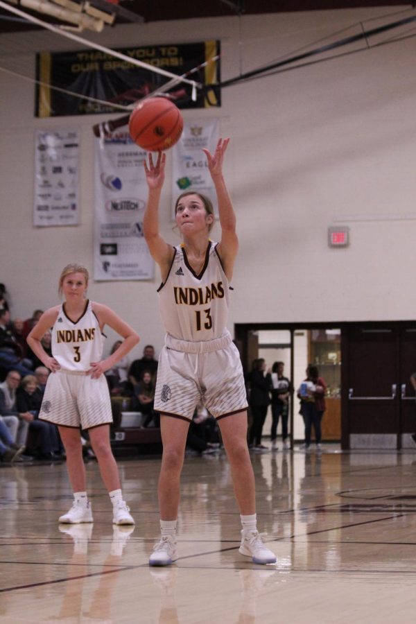 Freshman Carly Lang shoots a free-throw during the game against Life Prep at home. 