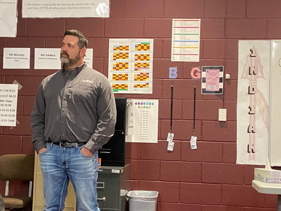 Operation Manager at Paul Wertenberger Construction Kory Meyers presents to students during PRIDE Time on Feb. 5.   Meyers offered advice to those interested in pursuing careers in construction.
