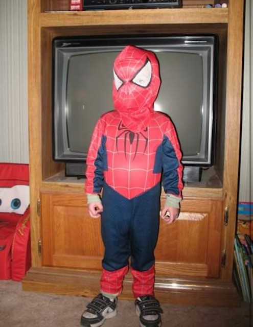 This is me dressed up as Spider Man on my 6th Halloween night. 