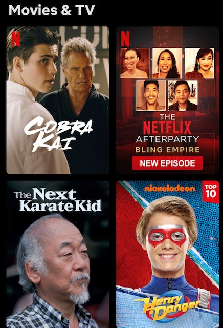 The title screen of Cobra Kai on Netflix