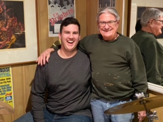 Senior Cooper Eiland practices with The Prophets drummer Dan Hoisington 