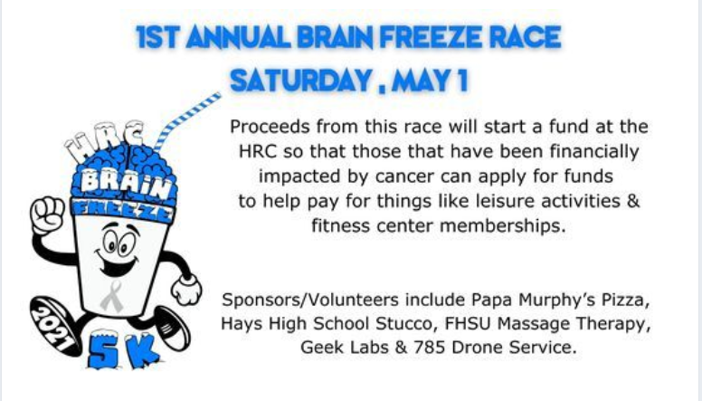 The first annual Brain Freeze Event will be held on Saturday, May 1st. HRC asked for Hays High StuCo members to help volunteer during the event.