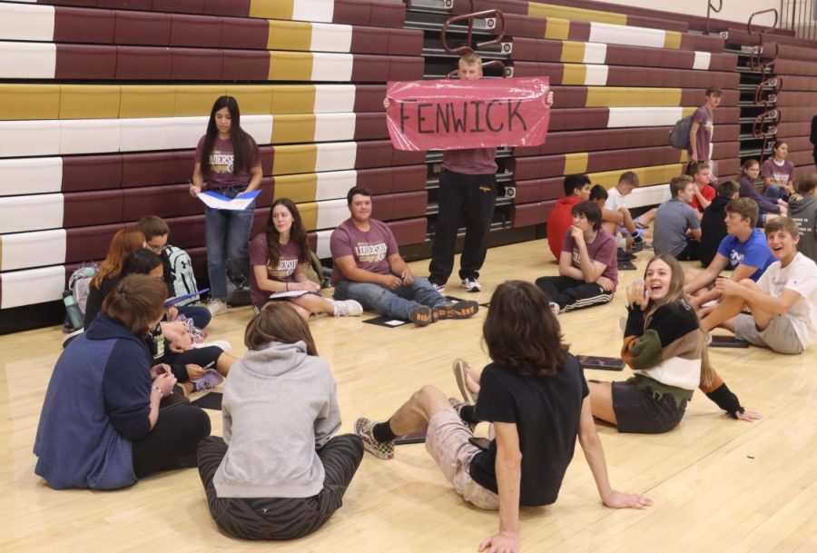 Leadership Team directs freshmen to their academies before splitting up for discussion during PRIDE Time on Sept. 9.