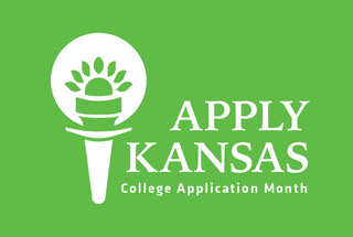 The logo for Apply Kansas, its an annual statewide campaign in which high schools conduct events to help seniors apply to college.