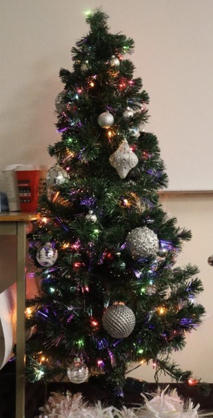 English teacher Vanessa Schumacher likes to decorate her classroom for Christmas along with her house. Her school decorations are complete with a mini tree, as well as festive garland and lights hung around her room. “Every year I bring [the tree] on Nov. 1, or right after Halloween,” Schumacher said. “I bring it just to be funny.”