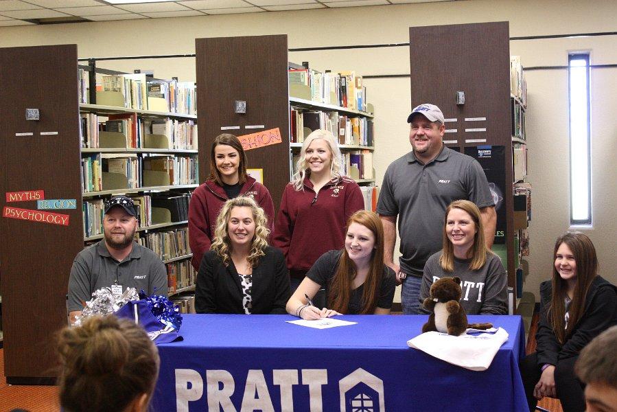 Senior Courtney Ellis signs to Pratt Community College for cheerleading. 