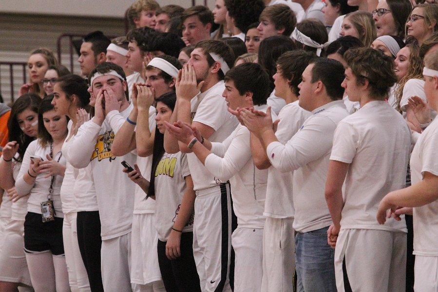 Student body dressed up in all white for  the White-out night game against Great Bend.