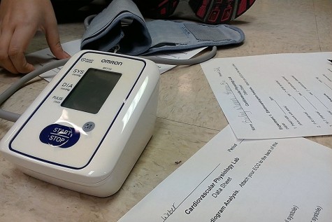 Human Biology class tests blood pressure