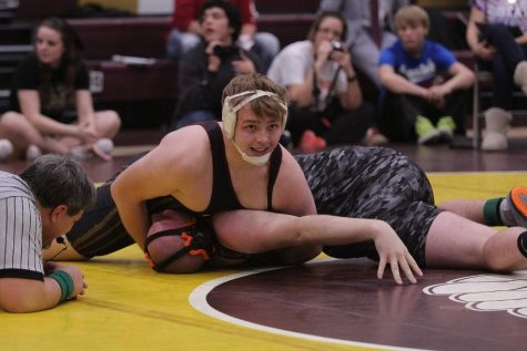 Junior Trey Vanpelt competes against titan of wrestling