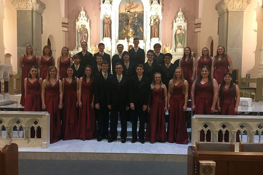 Chamber singers performed de King is Born and My Lord has Come in the Cathedral of the Plains.