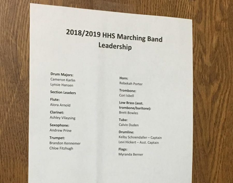 The list was posted after school on May 17 on the band room door.
