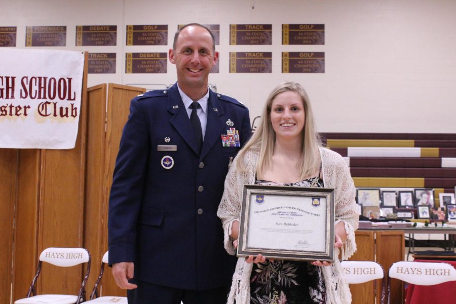 Senior Sara Rohleder was selected for the Air Force ROTC Scholarship. One senior is chosen each year, and the scholarship pays 100% of tuition and fees at an in-state school, while also paying a monthly stipend of $300-500 a month and a $600 per year book allowance.