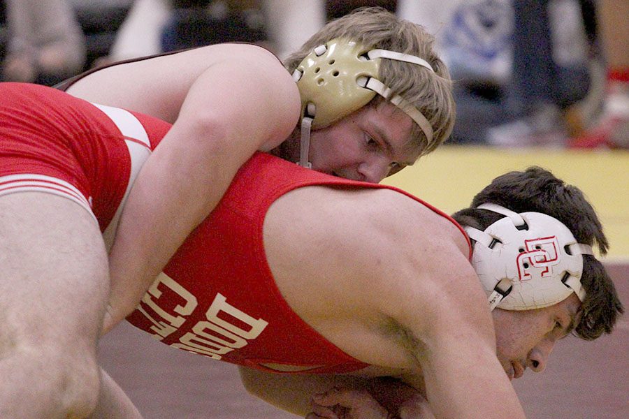 Freshman+Dalton+Dale+controlling+his+Dodge+City+opponent+at+home.++He+will+be+wrestling+on+Jan.+18-19+for+the+Bob+Kuhn+Prairie+Classic+at+home+with+his+team.
