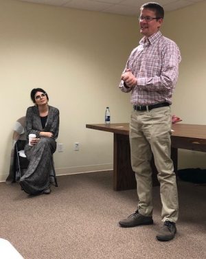 Business owner Shaun Musil spoke with Anissa Pfeifer on Feb. 13 to Community Ambassadors from TMP and Hays High. The two spoke about their experiences being entrepreneurs. 