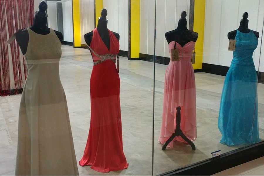 These were four dresses that were offered at Project Prom . There were various other clothing options offered that were donated by people. 