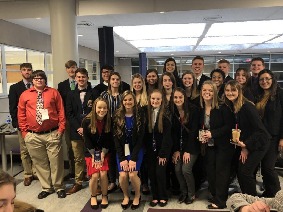 DECA students after they competed at state competition in Manhattan.