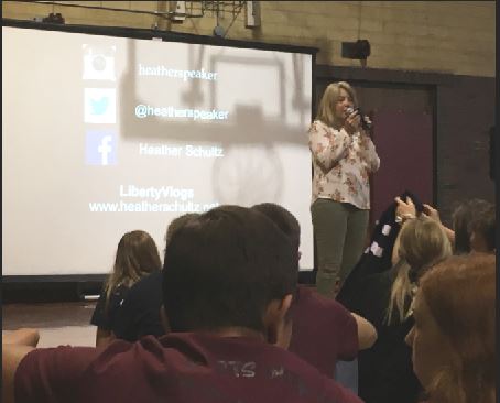 Speaker Heather Schultz talks during the 2019 StuCo Regional Conference. 