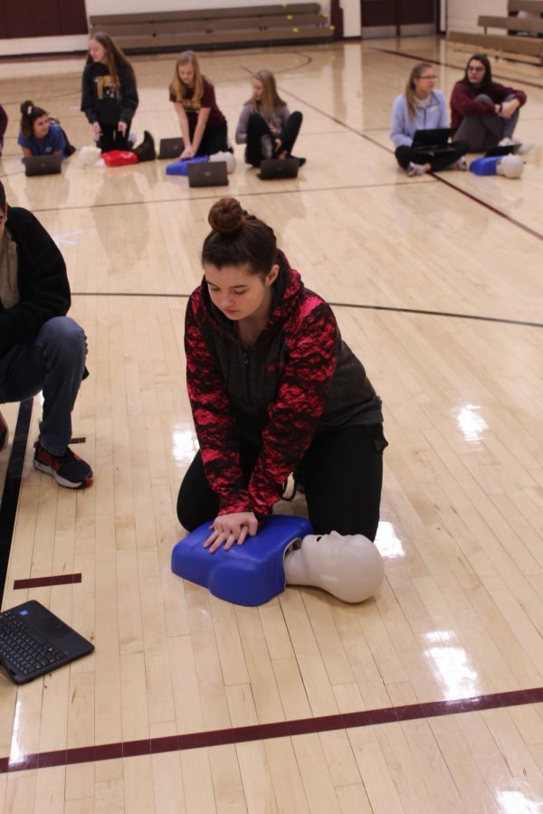 In Health & Wellness class students also have the opportunity to practice important things such as Cardio-Pulmonary Resuscitation (CPR).