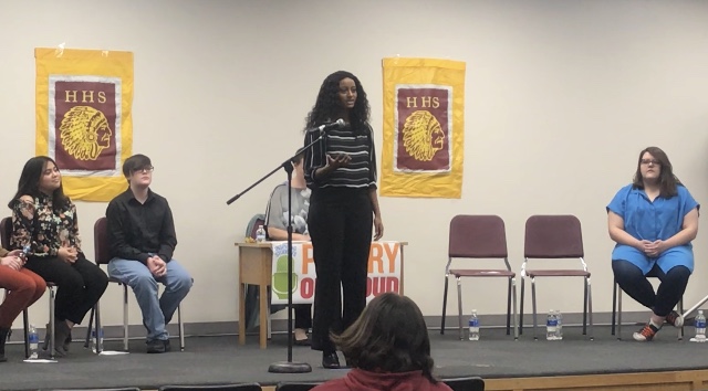 Senior Mulu Bannister places at school-wide Poetry Out Loud competition in her first year participating. Bannister will advance to Regionals on Feb. 8.