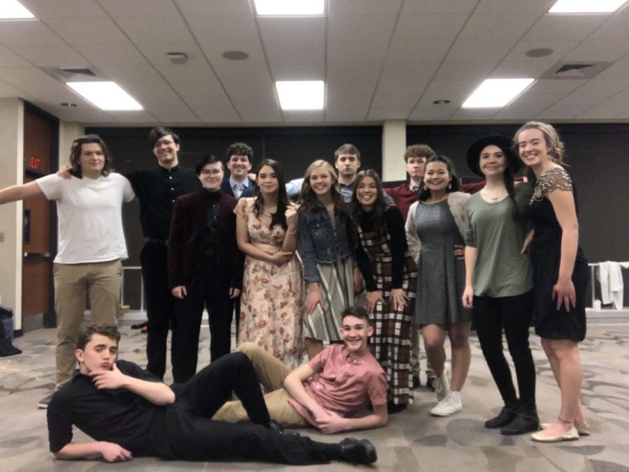 The Chamber Singers pose for a photo before their second night of performances. This is the second year of the Cabaret for the Chamber Singers, on the evenings of Feb. 14 and 15.