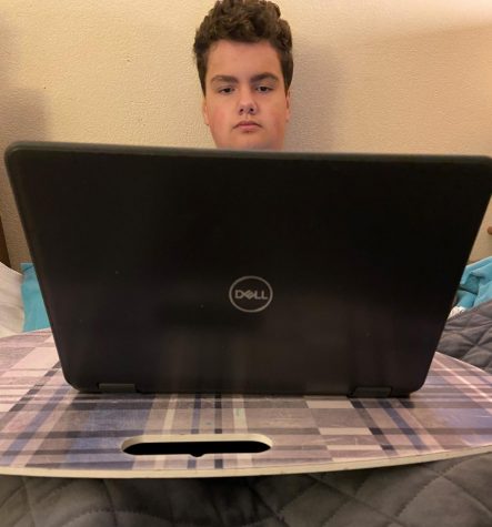 Freshman Kaden McBride persists with his classwork.