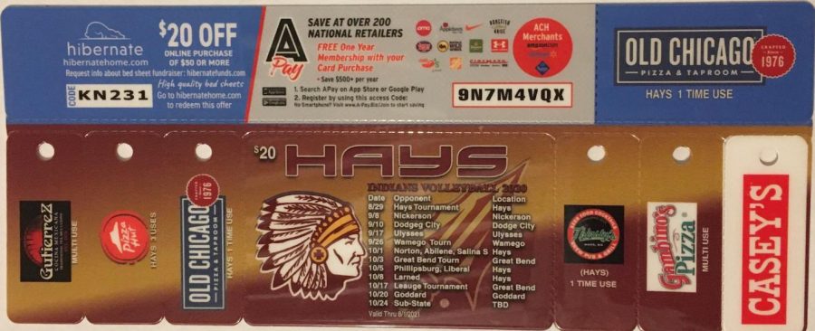 Hays High Indian Volleyball Fundraiser card.