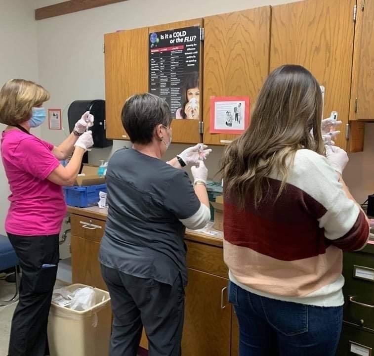 Teachers at Hays High received the Moderna COVID-19 vaccine on March 3.