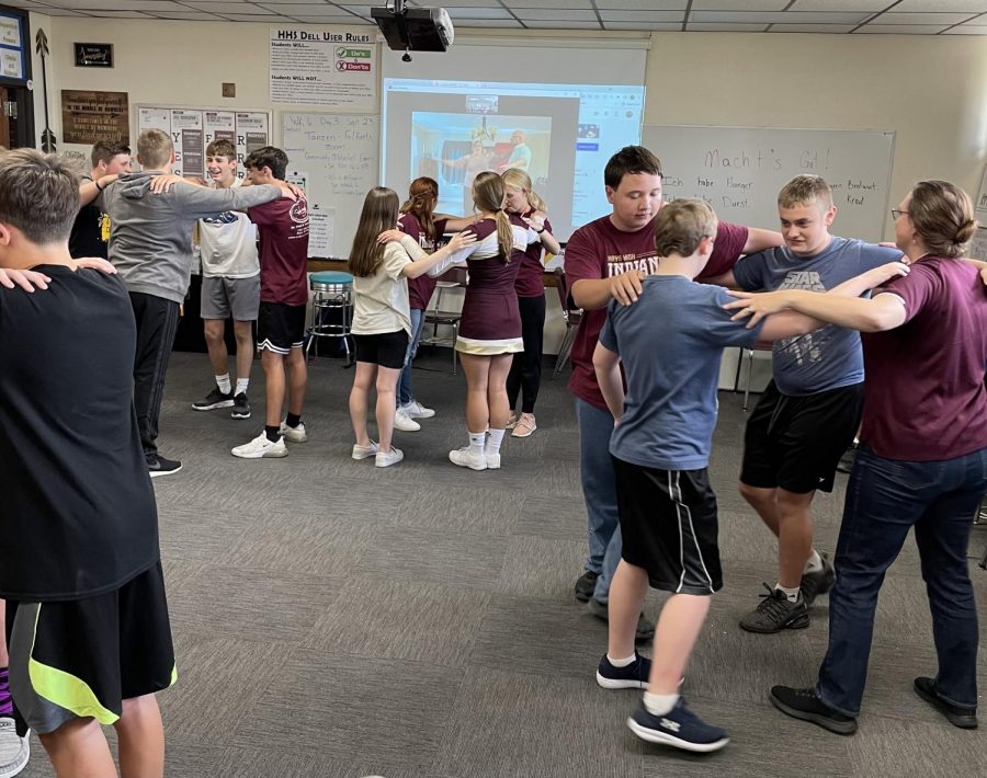 Students learn traditional German dance on Friday, Sept. 24 through a Zoom conference.