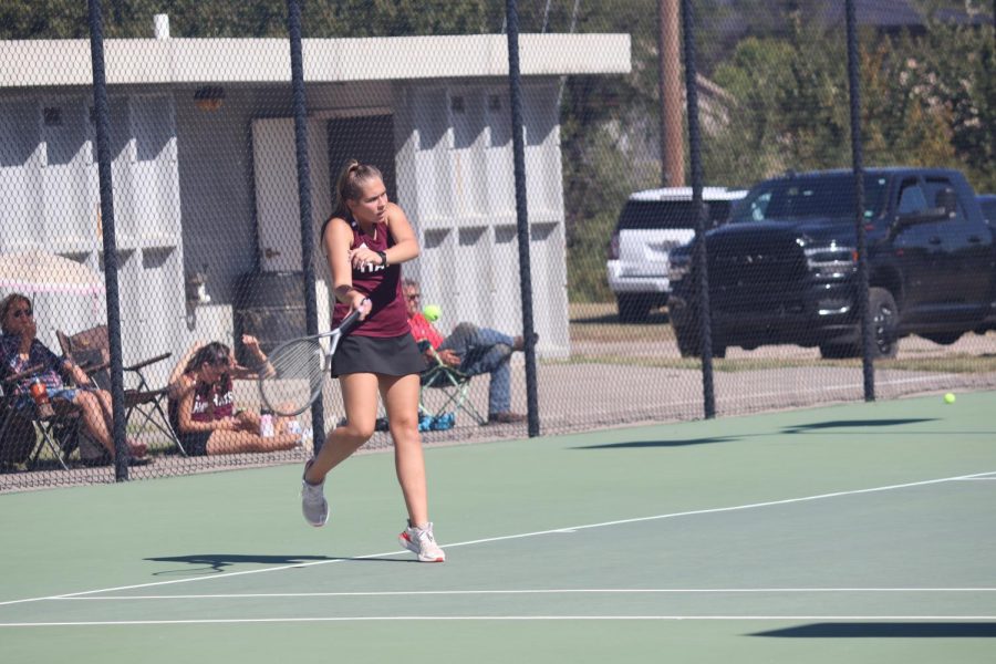 Senior Sage Zweifel is competing in No. 1 doubles with senior Caroline Robben. Girls tennis regionals will be on Sunday, Oct. 10, and the location is to be announced.