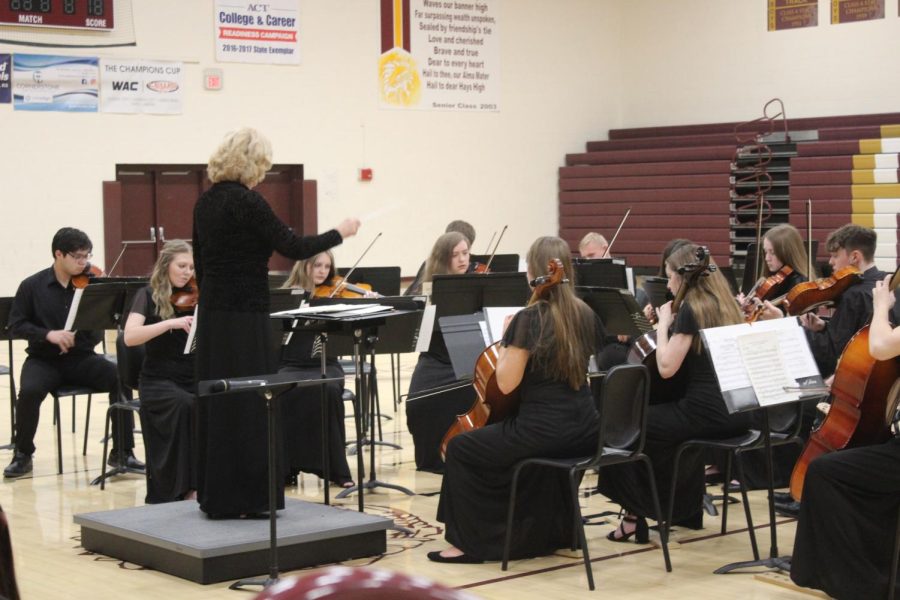 The Hays High Orchestras had their Ice Cream concert in April where they also recognized seniors. 