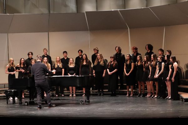 Choir students perform at a concert earlier in the year.